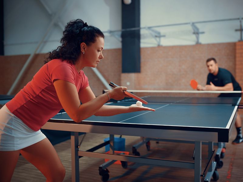 Russian girl plays table tenis pic