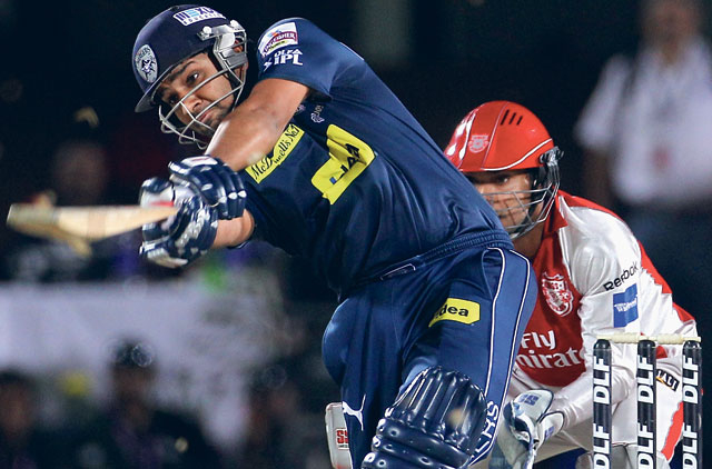 Deccan Chargers Rohit Sharma is bowled by Kings XI Punjab bowler