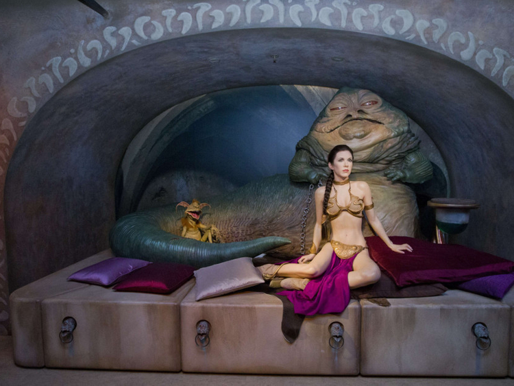Star Wars characters Jabba The Hutt and Princess Leia are pictured at the S...