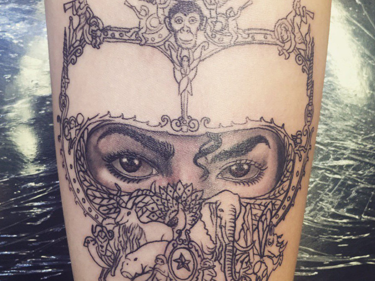 My Michael Jackson tattoo on a geometric background Still healing so a  little rough  rMichaelJackson
