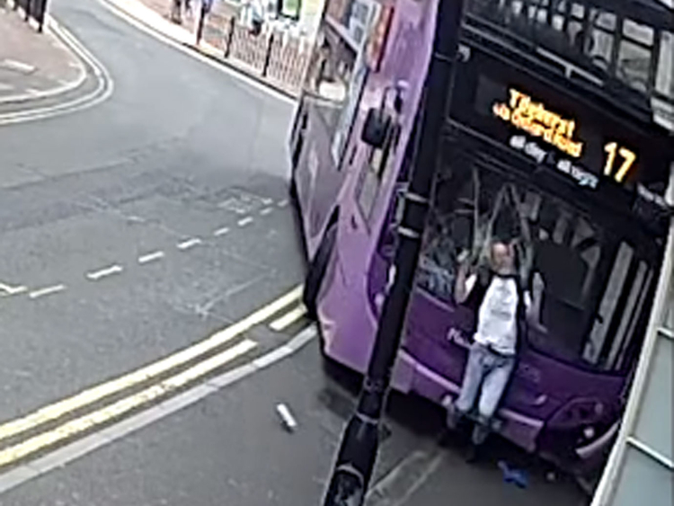 I get knocked down Man hit by bus gets back up again and heads