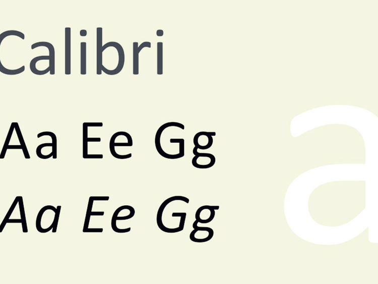 calibri font usage