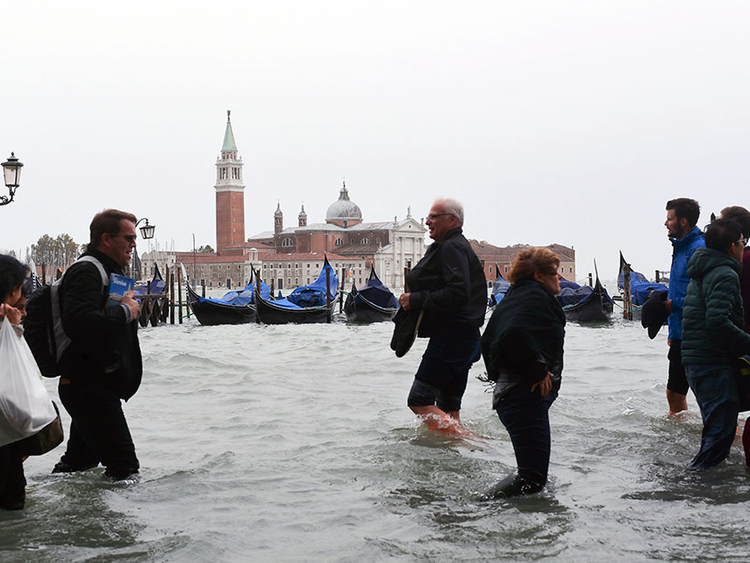 Venice Flooded As Heavy Rain And High Winds Batter Italy - 