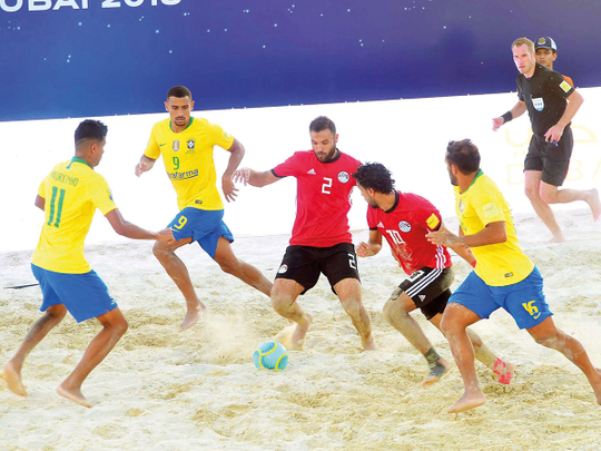 Egypt in action against Brazil