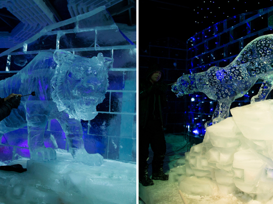 Dubai Garden Glow Ice Park animal sculptures