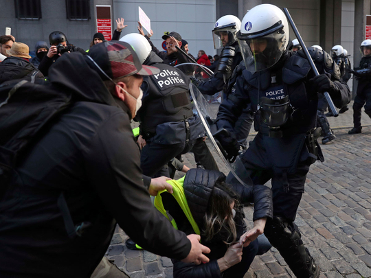 Anti riot policemen in Paris