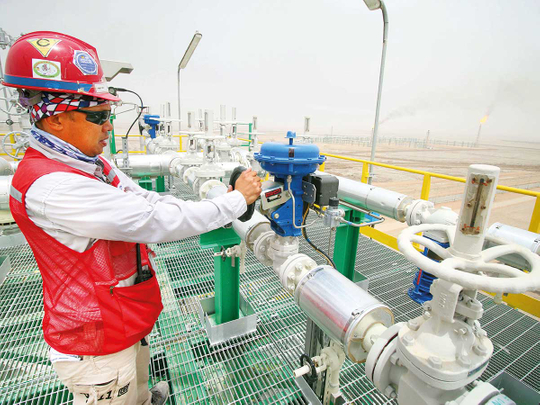 A degassing station in the Zubair oil and gas field, Iraq