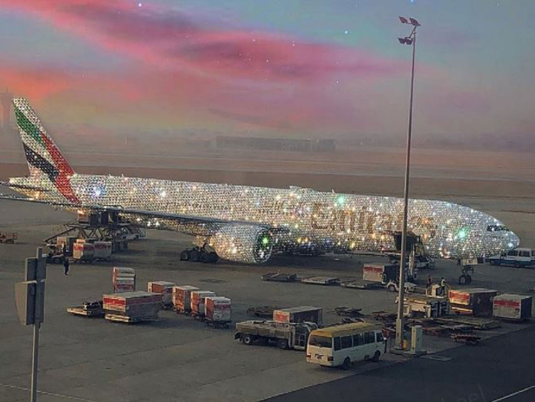 Look Emirates Boeing 777 Aircraft Is Encrusted With Diamonds Aviation Gulf News