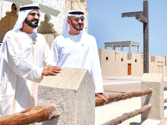 Shaikh Mohammad Bin Rashid Al Maktoum with Shaikh Mohammad Bin Zayed Al Nahyan.