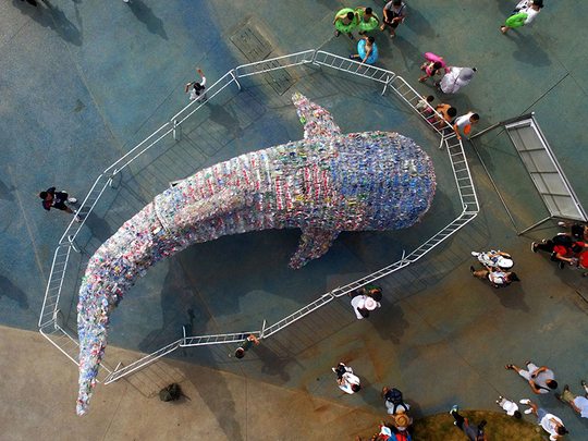 Shark sculpture made from ocean trash | Americas – Gulf News