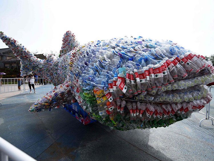 Shark sculpture made from ocean trash | Americas – Gulf News