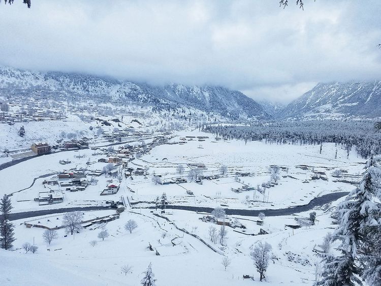 Stunning snowy view from Kalam in Swat
