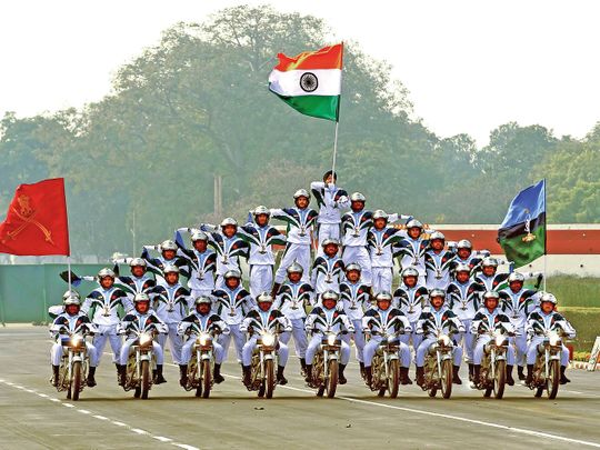 Members of the Indian Army motorcycle team