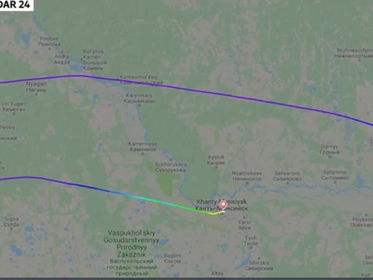 Flight path of the hijacked Aeroflot 0909