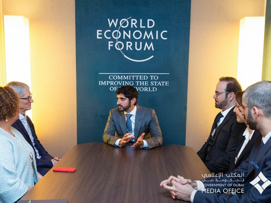 Shaikh Hamdan Bin Mohammad meets Apple CEO Tim Cook