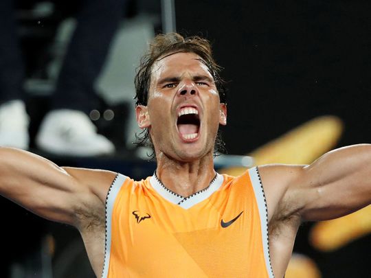 Spain's Rafael Nadal celebrates