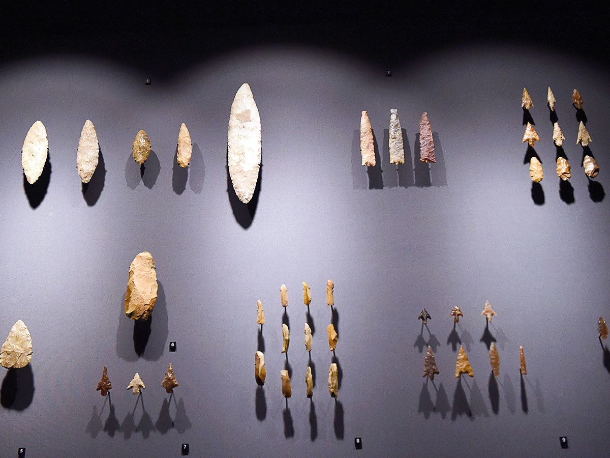 A collection of ancient scrapers and arrowheads