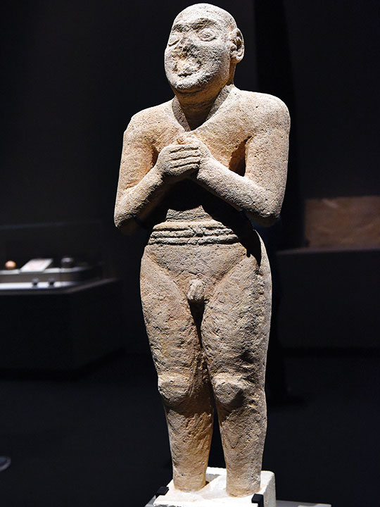 A statue of a man dating back to 2500BC from the National Museum in Riyadh.