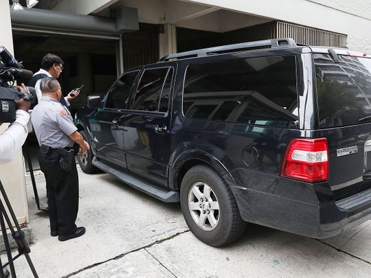 A vehicle believed to be carrying Roger Stone