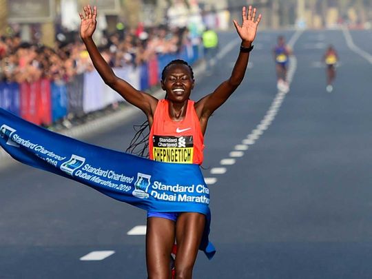 Ruth Chepngetich of Kenya Dubai Marathon