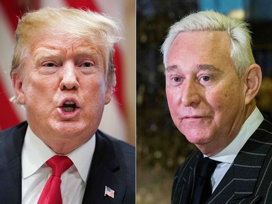 US President Donald Trump and Roger Stone.