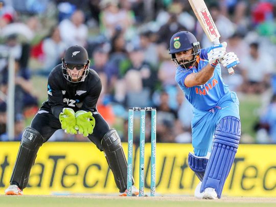 India's Virat Kohli bats against New Zealand