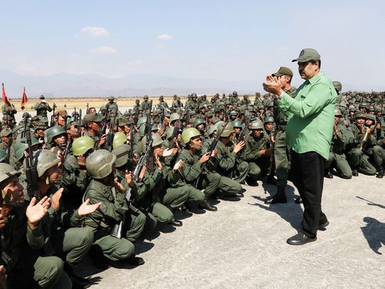 Venezuela's President Nicolas Maduro attends a military exercise