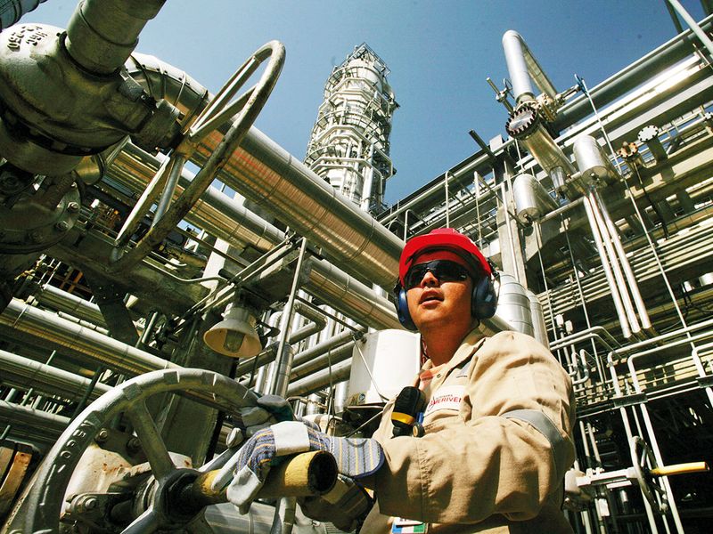 An oil refinery in Venezuela. oil field