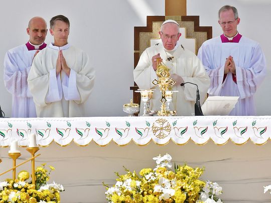 Pope Francis leads mass for the Catholics