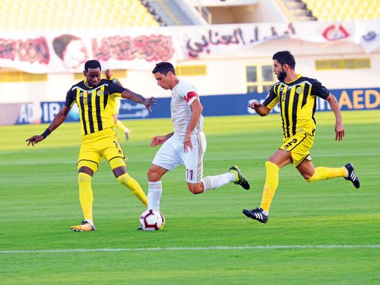 Action from the match between Al Wahda and Ittihad Kalba