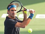 Roger Federer is seen practicing