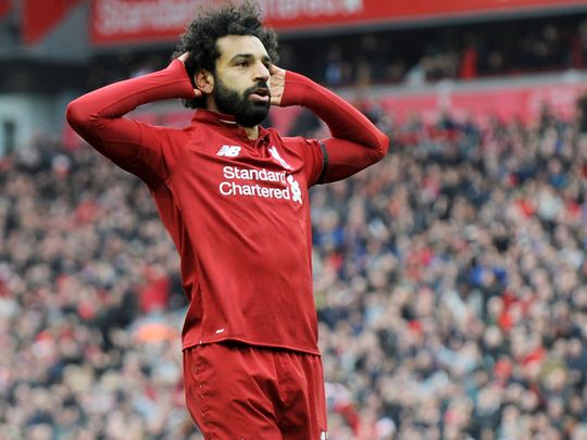 Liverpool's Mohammad Salah celebrates