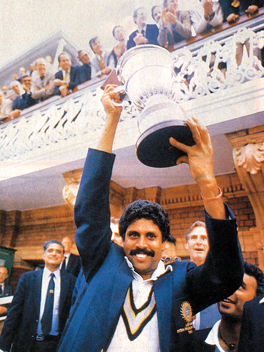 Kapil Dev with the World Cup at Lords