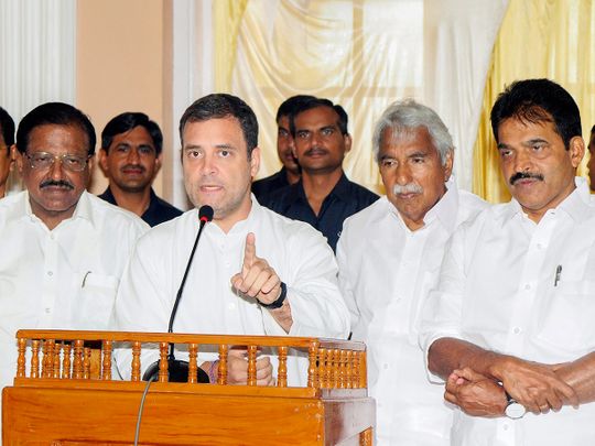 Congress President Rahul Gandhi addresses after Parliament coordination meeting