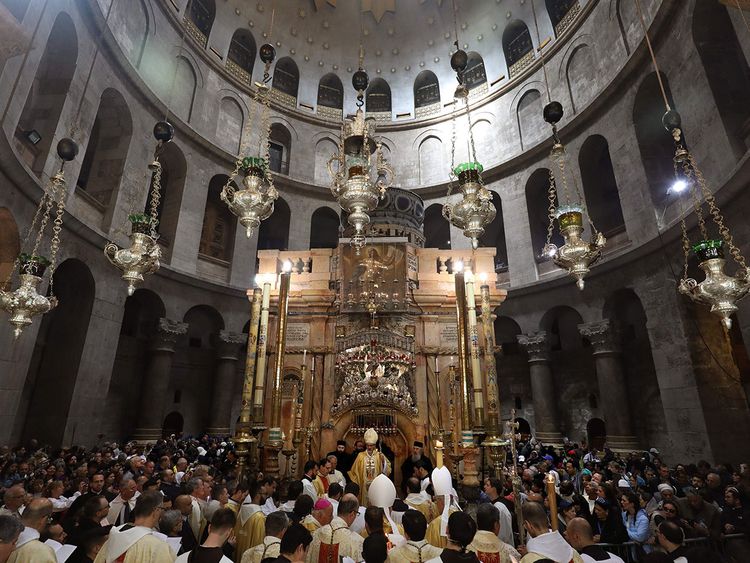 Western Christians mark Easter at Jerusalem's Holy Sepulchre