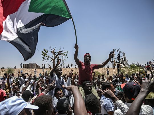 Sudanese protesters shout slogans