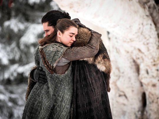 190428 Maisie Williams and Kit Harington in a scene from ‘Game of Thrones’.