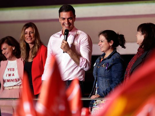 Spanish Prime Minister and Socialist Party candidate Pedro Sanchez