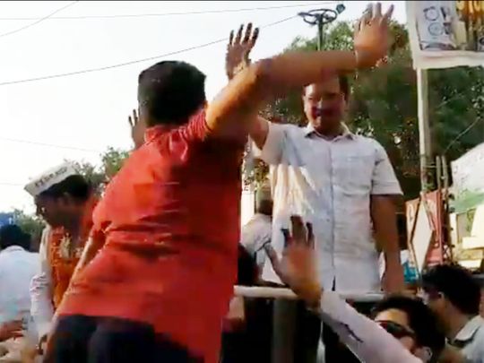 Arvind Kejriwal hit during rally