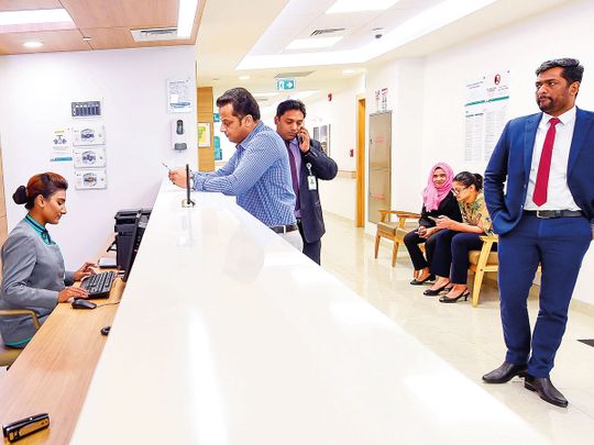 Staff busy during the rush hour at a hospital in Al Ghusais