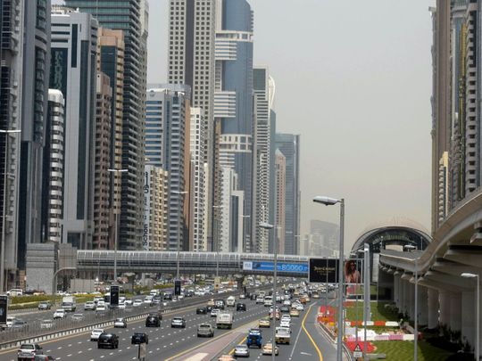 Dubai skyline generic traffic
