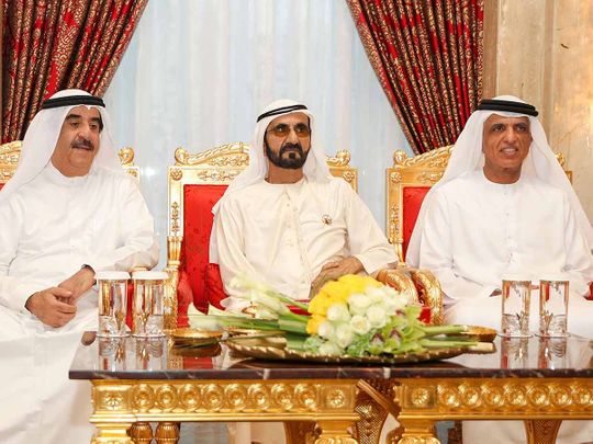 Shaikh Mohammad with Rulers of UAQ and RAK