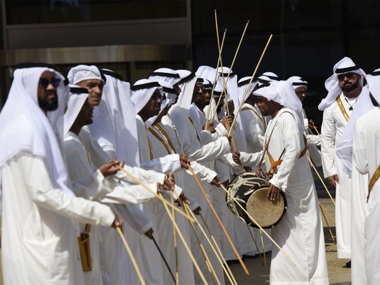 Traditional Emirati music band perform at the reception