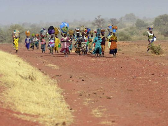 Women belonging to the Dogon ethnic group Mali