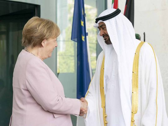 Mohammad Bin Zayed with Angela Merkel 20190612