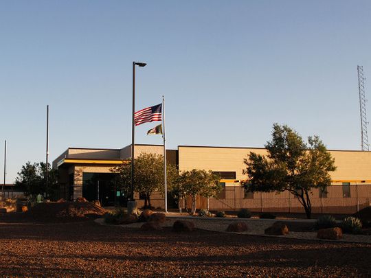 The entrance of a Border Patrol station in Clint, Texas