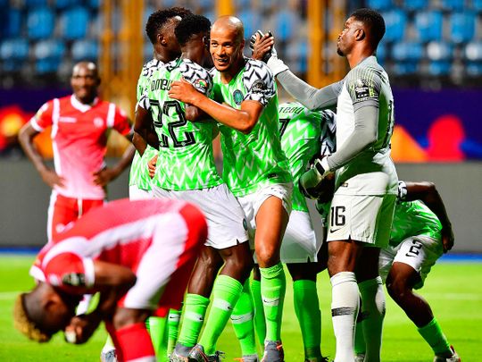 Nigeria's players celebrate their victory