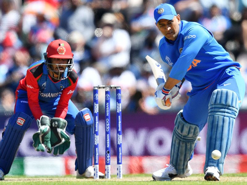 India's MS Dhoni plays a shot
