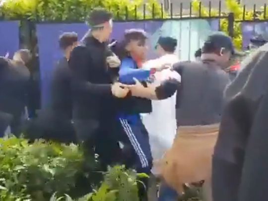 The fight outside the stadium