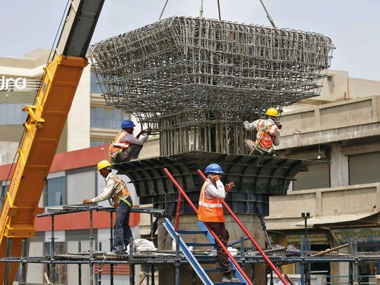 Work in progress at the site of a metro railway flyover